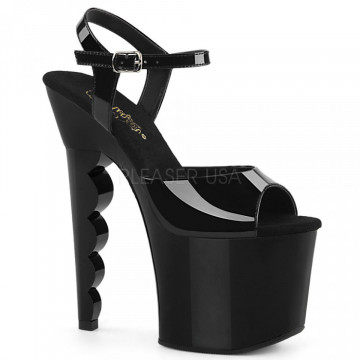 Pleaser SCALLOP-709 Blk Pat/Blk