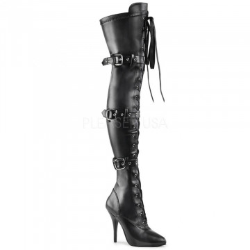 Pleaser SEDUCE-3028 Blk Str Faux Leather