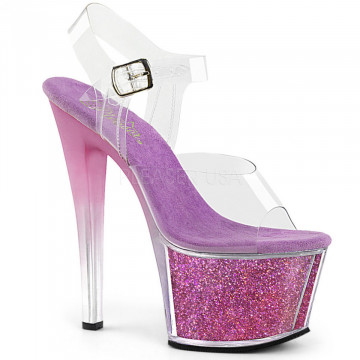 Pleaser SKY-308G-T Clr/Purple Multi Glitter Inserts