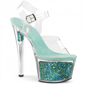 Pleaser SKY-308GF Clr/Turquoise Multi Glitter