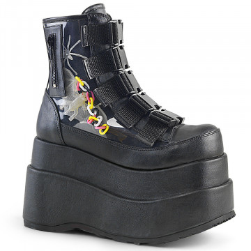 Demonia BEAR-105 Blk Vegan Leather-Clear PVC