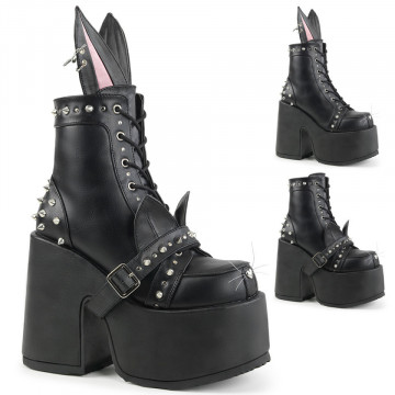 Demonia CAMEL-202 Blk Vegan Leather