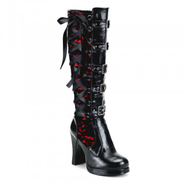 Demonia CRYPTO-106 Blk-Red Vegan Leather