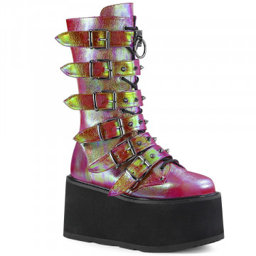 Demonia DAMNED-225 Pink-Green Iridescent Vegan Lea