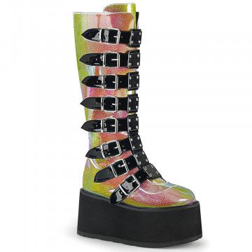 Demonia DAMNED-318 Pink Shifting Glitter Vegan Leather