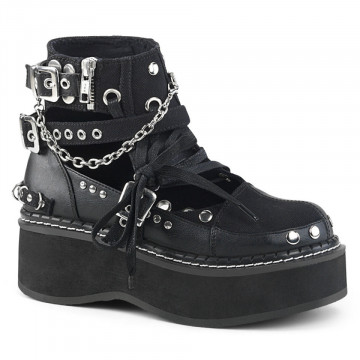 Demonia EMILY-317 Blk Canvas-Vegan Leather