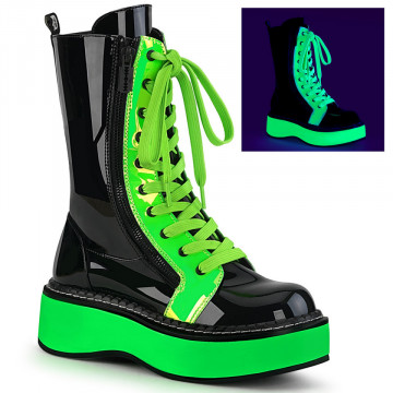 Demonia EMILY-350 Blk Pat-UV Neon Green
