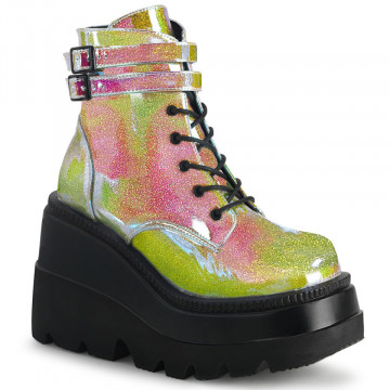 Demonia SHAKER-52 Pink Shifting Glitter Vegan Leather