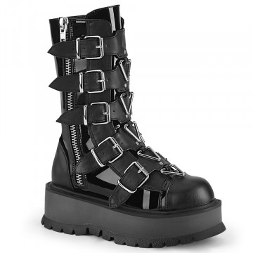Demonia SLACKER-160 Blk Pat-Vegan Leather