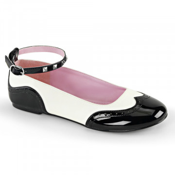 Demonia STAR-22 Blk Pat-Wht Vegan Leather
