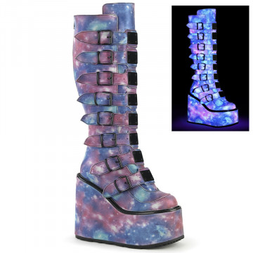 Demonia SWING-815 Purple-Blue Reflective Vegan Leather