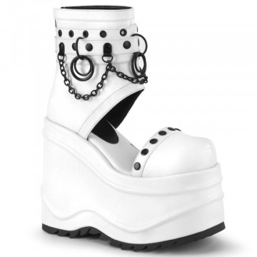 Demonia WAVE-22 Wht Vegan Leather