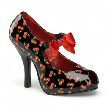 Pin Up Couture CUTIEPIE-07 Blk-Red Pat (Cherries Print)