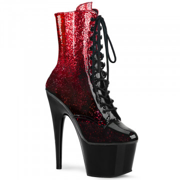 Pleaser ADORE-1020OMB Red-Burgundy Glittered Ombre Pat/Blk