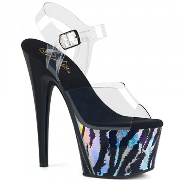 Pleaser ADORE-708HP-2 Clr/Blk-Slv Hologram