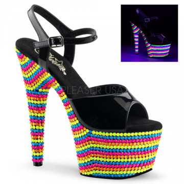 Pleaser ADORE-709RBS Blk Pat/Neon Multi