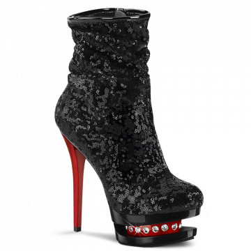 Pleaser BLONDIE-R-1009 Blk Sequins/Blk-Red