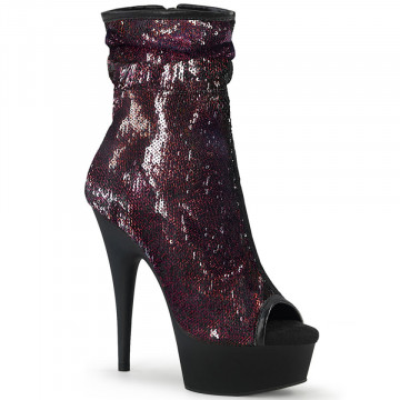 Pleaser DELIGHT-1008SQ Burgundy Sequins/Blk Matte