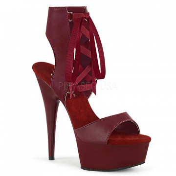 Pleaser DELIGHT-600-14 Burgundy Faux Leather/Burgu
