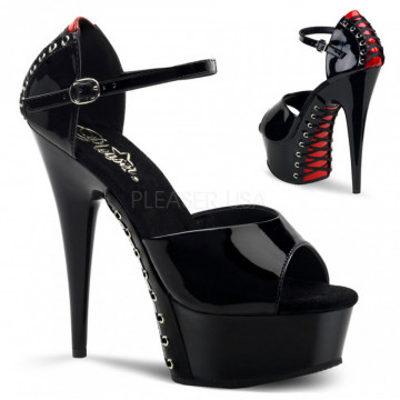 Pleaser DELIGHT-660FH Blk-Red Pat/Blk