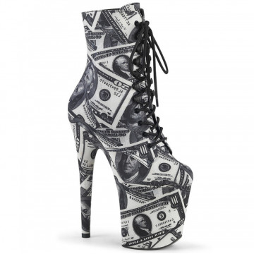 Pleaser FLAMINGO-1020DP Wht-Blk Fabric/Wht-Blk Fabric