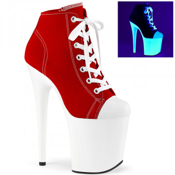 Pleaser FLAMINGO-800SK-02 Red Canvas/Neon Wht