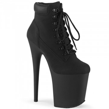 Pleaser FLAMINGO-800TL-02 Blk Nubuck Faux Leather/