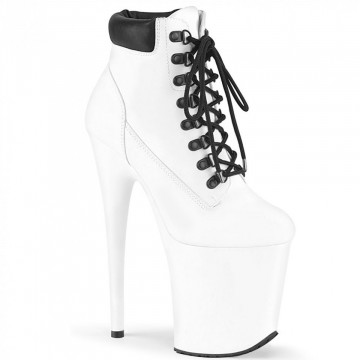 Pleaser FLAMINGO-800TL-02 Wht Nubuck Faux Leather/Wht Matte