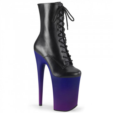 Pleaser INFINITY-1020BP Blk Faux Leather/Blue-Purp