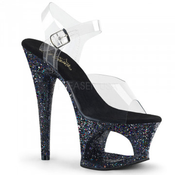 Pleaser MOON-708LG Clr/Blk Multi Glitter