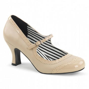 Pleaser Pink Label JENNA-06 Cream Faux Leather-Pat