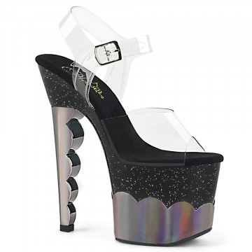 Pleaser SCALLOP-708-2HGM Clr/Blk-Pewter Hologram