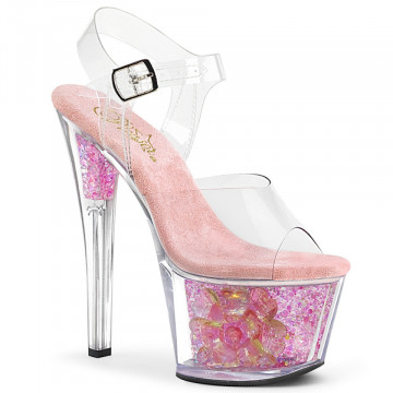 Pleaser SKY-308CF Clr/Clr-B. Pink Iridescent Glitt
