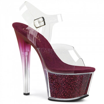 Pleaser SKY-308G-T Clr/Berry Glitter Inserts