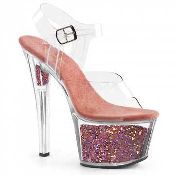 Pleaser SKY-308GF Clr/Pink Multi Glitter