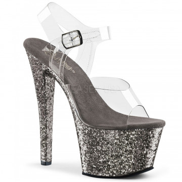 Pleaser SKY-308LG Clr/Pewter Glitter