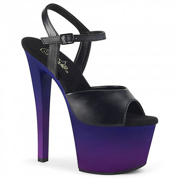 Pleaser SKY-309BP Blk Faux Leather/Blue-Purple Ombre