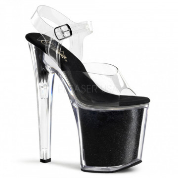 Pleaser XTREME-808G Clr/Blk Gltr