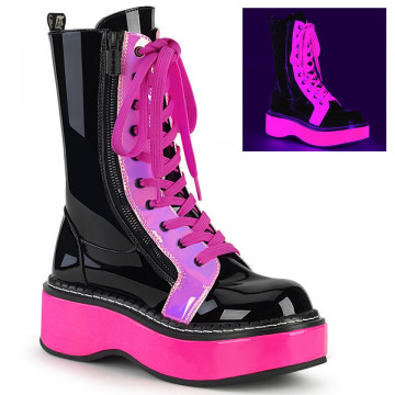 Demonia EMILY-350 Blk Pat-UV Neon Pink