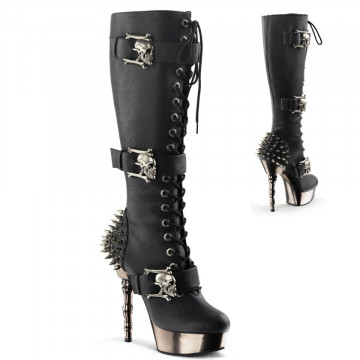 Demonia MUERTO-2028 Blk Vegan Leather/Pewter Chrome