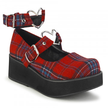 Demonia SPRITE-02 Red Plaid Fabric