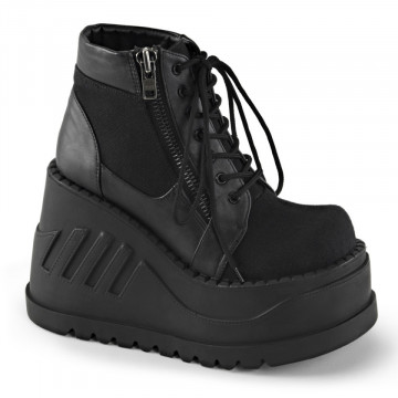 Demonia STOMP-10 Blk Canvas-Vegan Leather