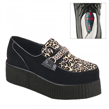 Demonia V-CREEPER-509S Blk Suede-Cheetah Fur