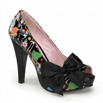 Pin Up Couture BETTIE-13 Blk Pat-Blk Satin (Muerto
