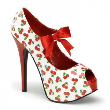 Pin Up sabot TEEZE-25-3 bianche e ciliegie