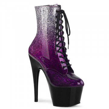 Pleaser ADORE-1020OMB Slv-Purple Glittered Ombre Pat/Blk