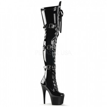 Pleaser ADORE-3028 Blk Str Pat/Blk