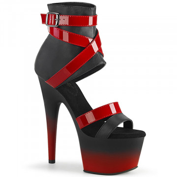 Pleaser ADORE-700-15 Blk Faux Leather-Red Pat/Blk-