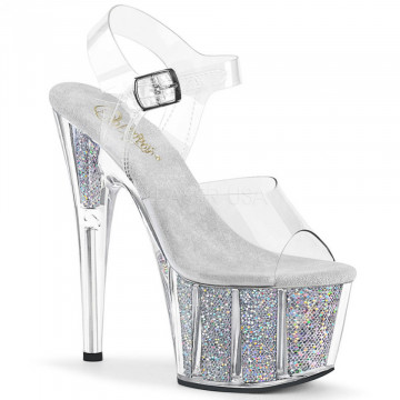 Pleaser ADORE-708G Clr/Slv Multi Glitter Inserts