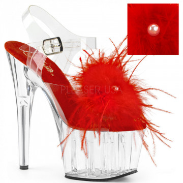 Pleaser ADORE-708MF Clr-Red Feather/Clr
